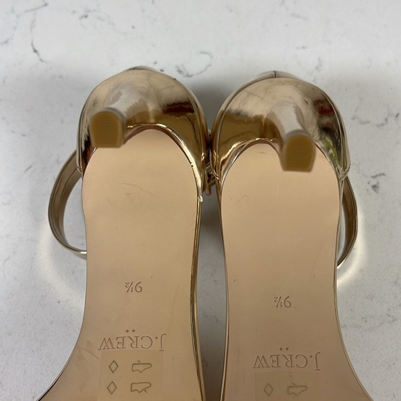 J. Crew Gold Metallic High-Heel Sandals, Ankle Straps, Size 9 1/2” New - Picture 9 of 16